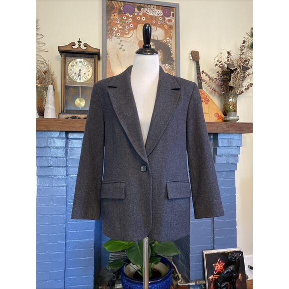Pendleton Sz 10 Petite 100% Virgin Wool Classic Gray One Button Women's Blazer - Picture 1 of 16